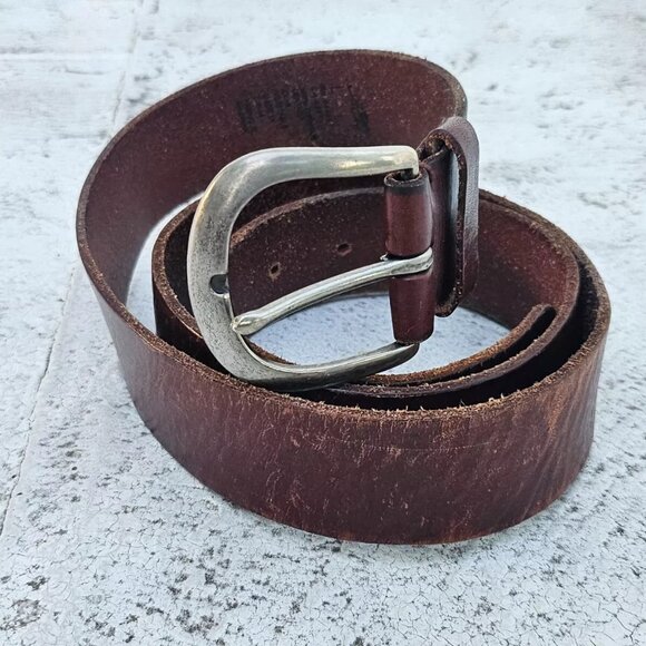 Aeropostale Men Leather Belt Brown Genuine Cowhide Leather Pin Buckle Size L - Picture 2 of 12